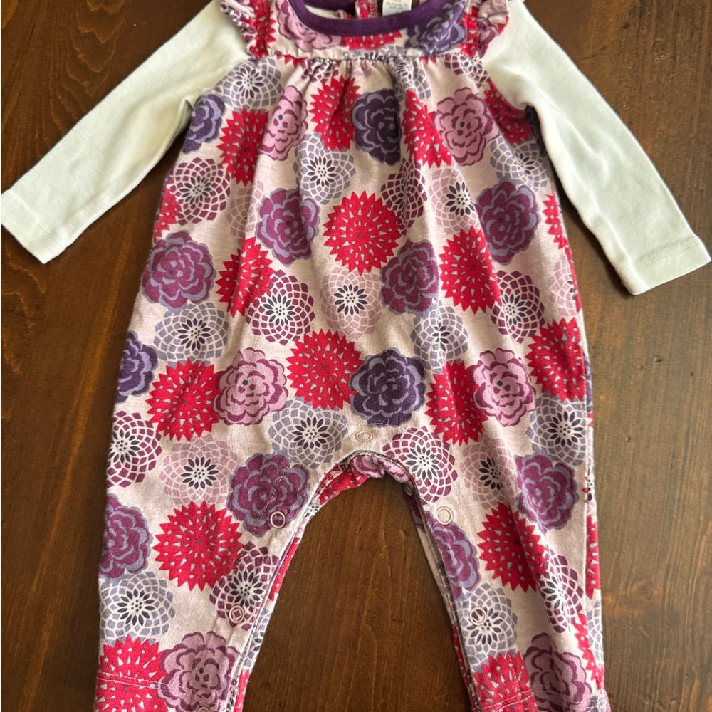 Tea Collection Floral Baby Romper in Purple and Pink